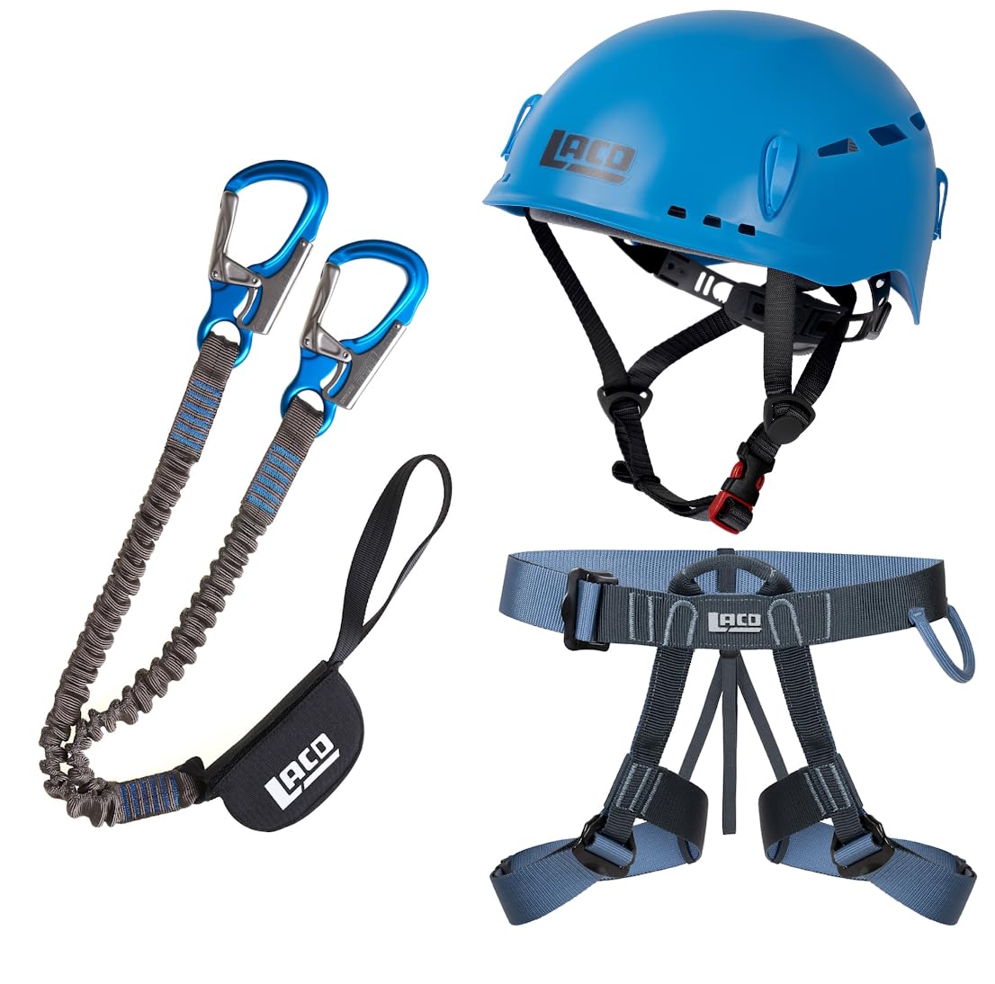 Generisch LACD Klettersteigset Pro Evo 3.0 + Klettergurt Easy EXP + Helm Protector 2.0