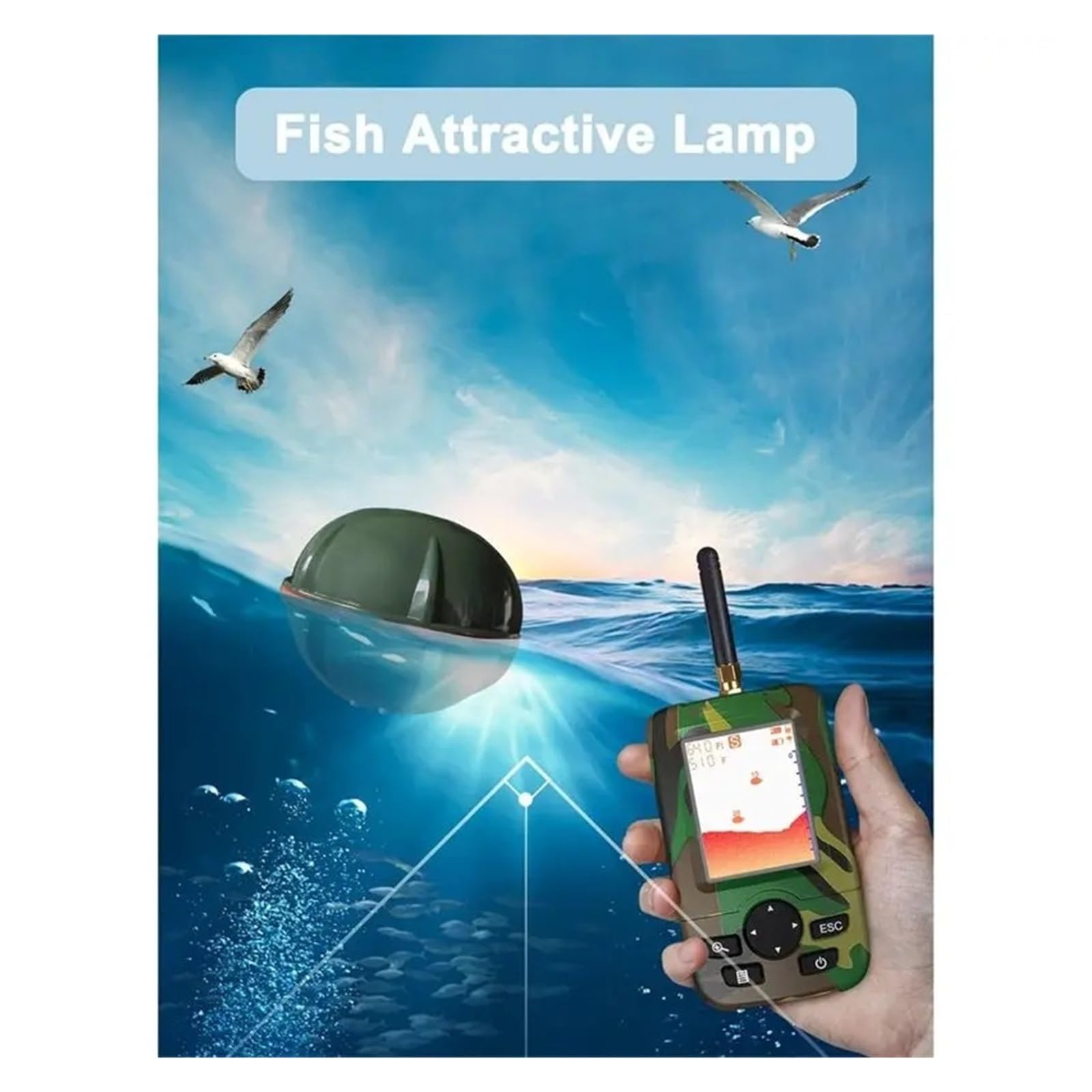 Ecoscandaglio, A79E-Fishfinder portatile, dispositivo wireless e impermeabile