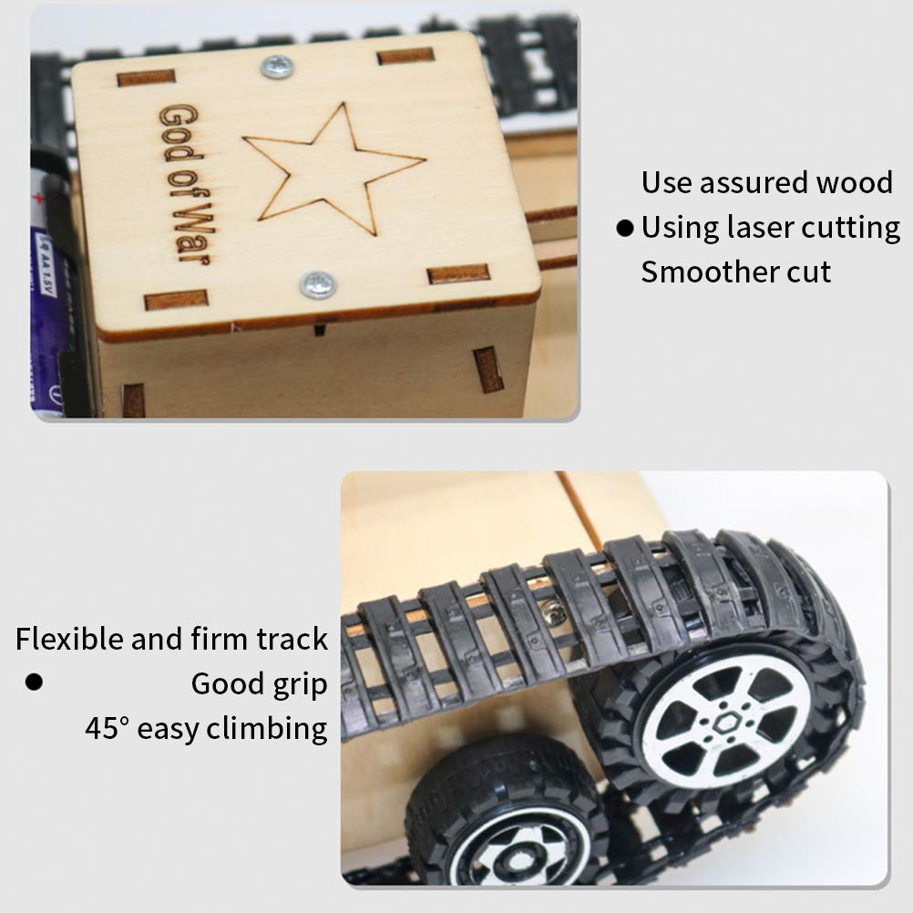 Carro armato telecomandato, giocattolo autocostruito in legno, carro armato RC, giocattolo educativo per bambini a partire da 8 9 10 11 12