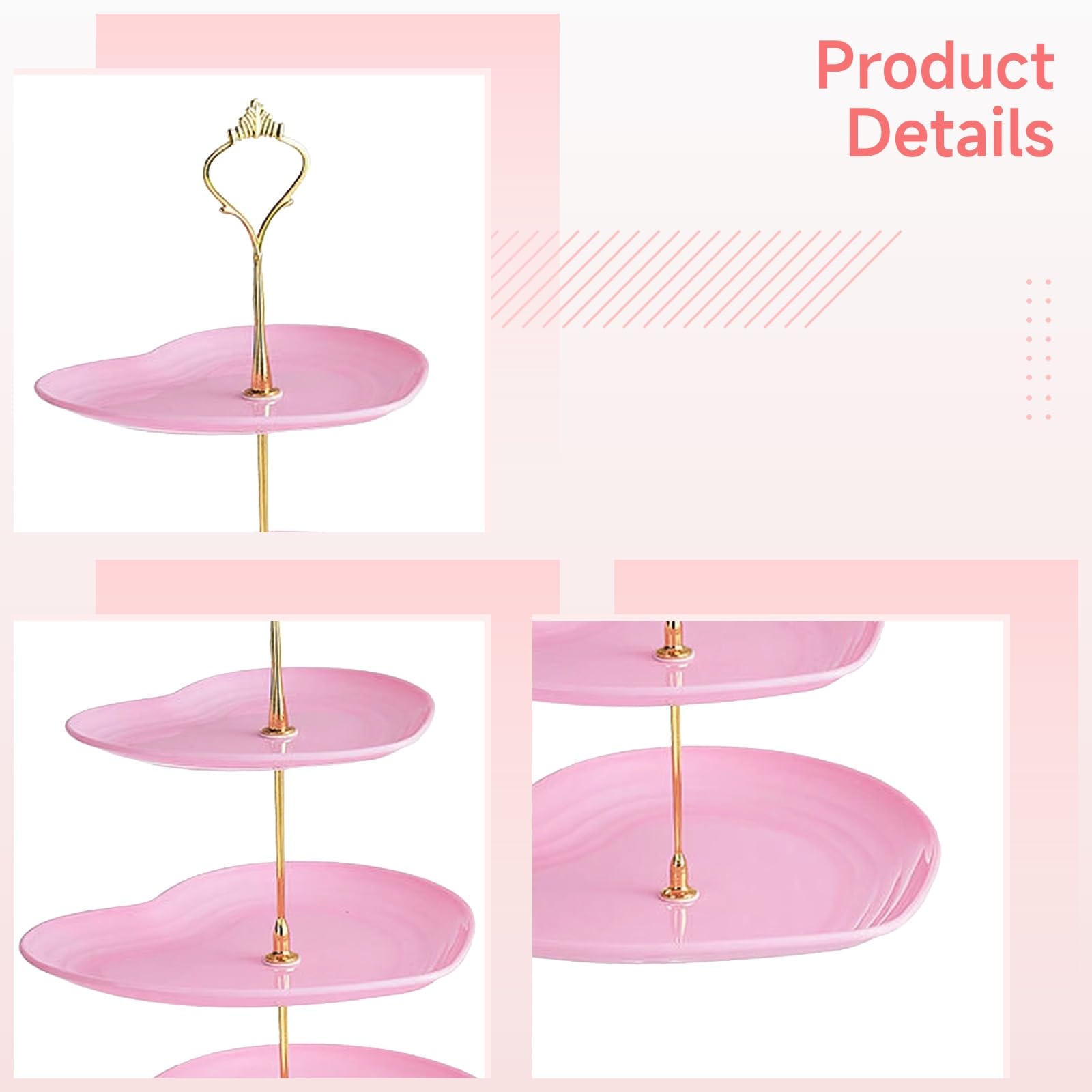 Alzata da dessert a forma di cuore a 3 ripiani, elegante vassoio a più livelli per matrimoni, feste ed eventi, perfetto per esporre torte e dolcetti