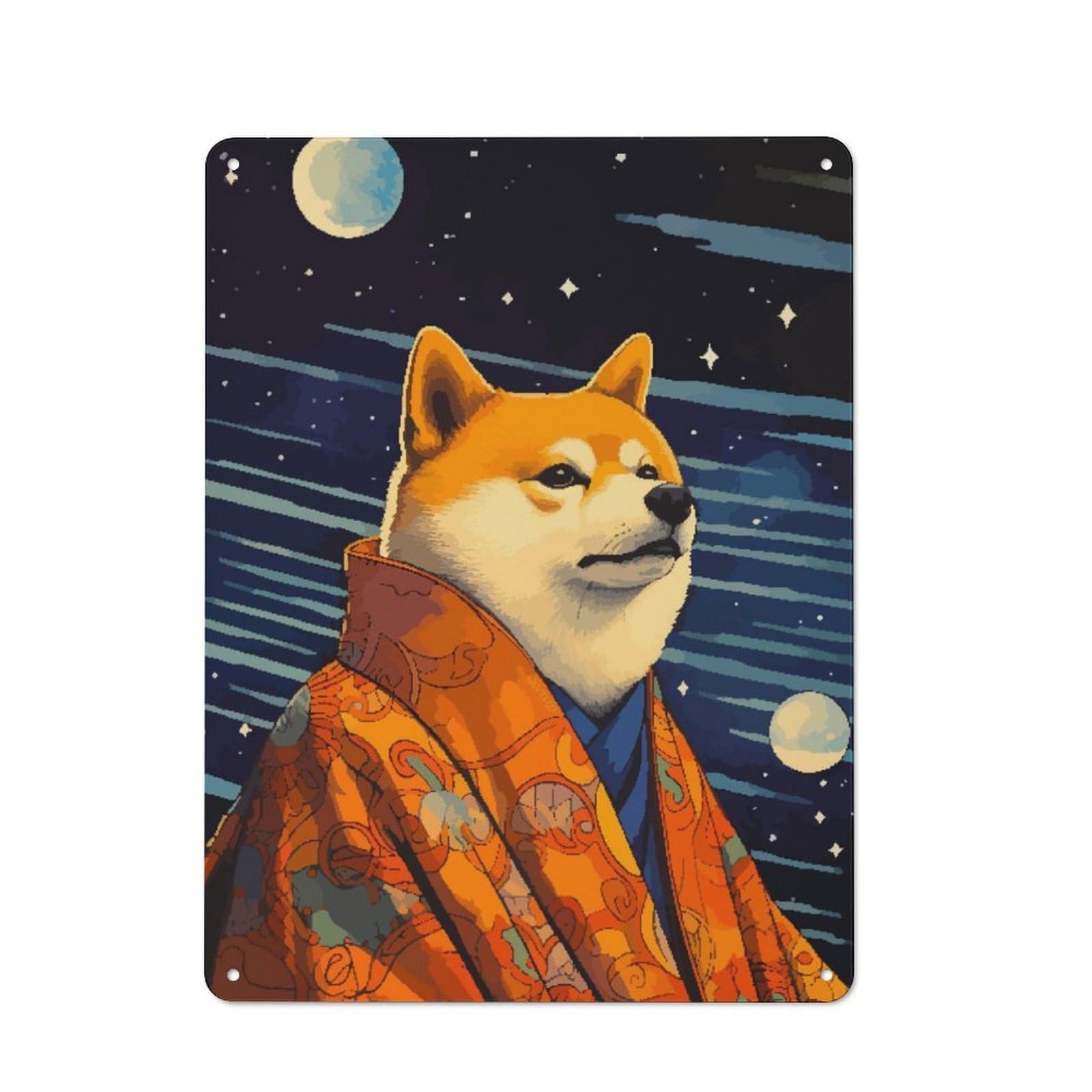 Junmoney Shiba Inu Retro Pixel Art Vintage Tin Sign 40X30cm With For Guest Room Or Hallway, For Themed Room Decoration, For Vintage Wall Decor Fans