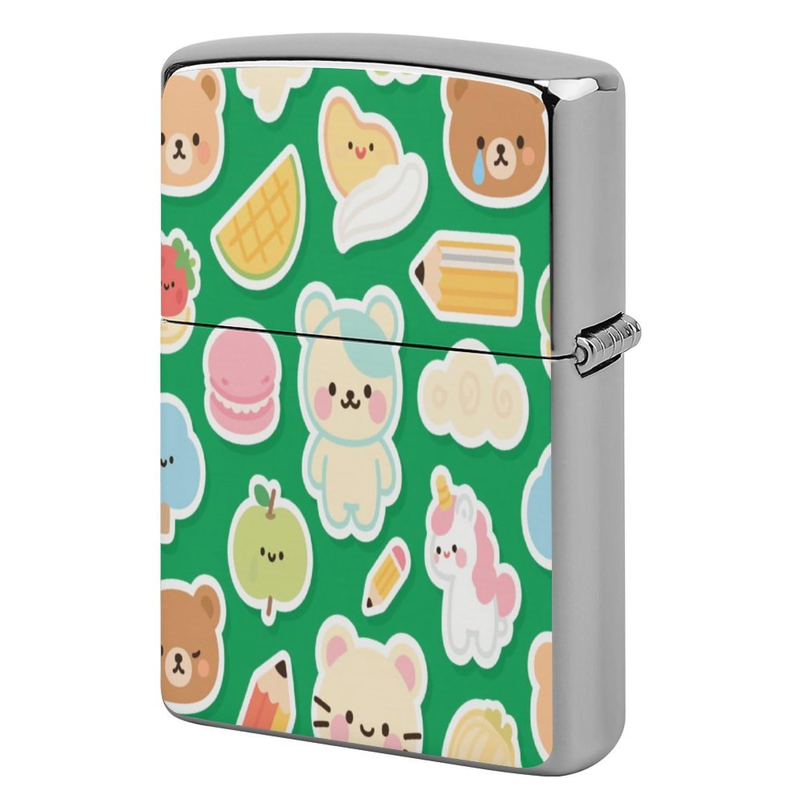 Fekiloot Style Green Fruit Bear Lighter Case Cover Metal Lighter Case