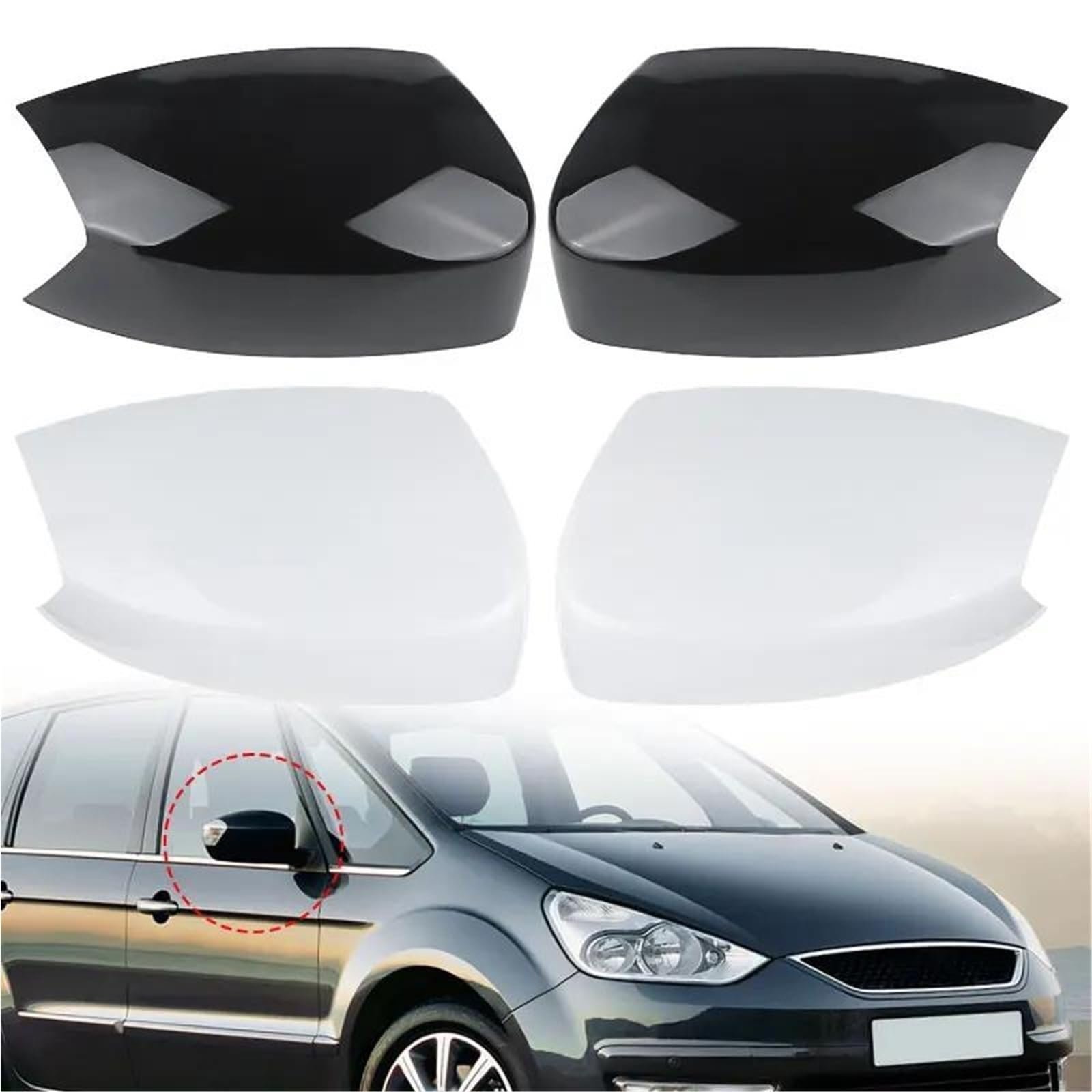 Calotte Specchietti Retrovisori Esterni Per Auto Per Ford Per S-MAX Per MK1 Per Galaxy Per C-Max Per KUGA Per Escape 2006-2015 Coperture Retrovisore Shell(BIANCO,Un paio)