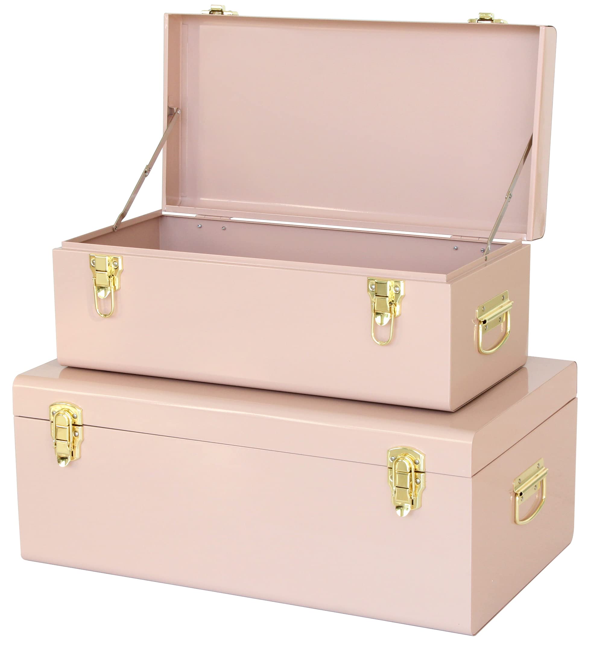 vixdonos metal trunks college dorm steel chests decorative storage box set of 2 bedroom organizer for home decor237x142x95 inchespink