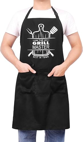 Miniatura 6 de BESTVIVE Mens BBQ Apron with Pockets, Funny Cooking Chefs Aprons for Men, Grill Waterproof Kitchen Apron for Father Dad Gifts