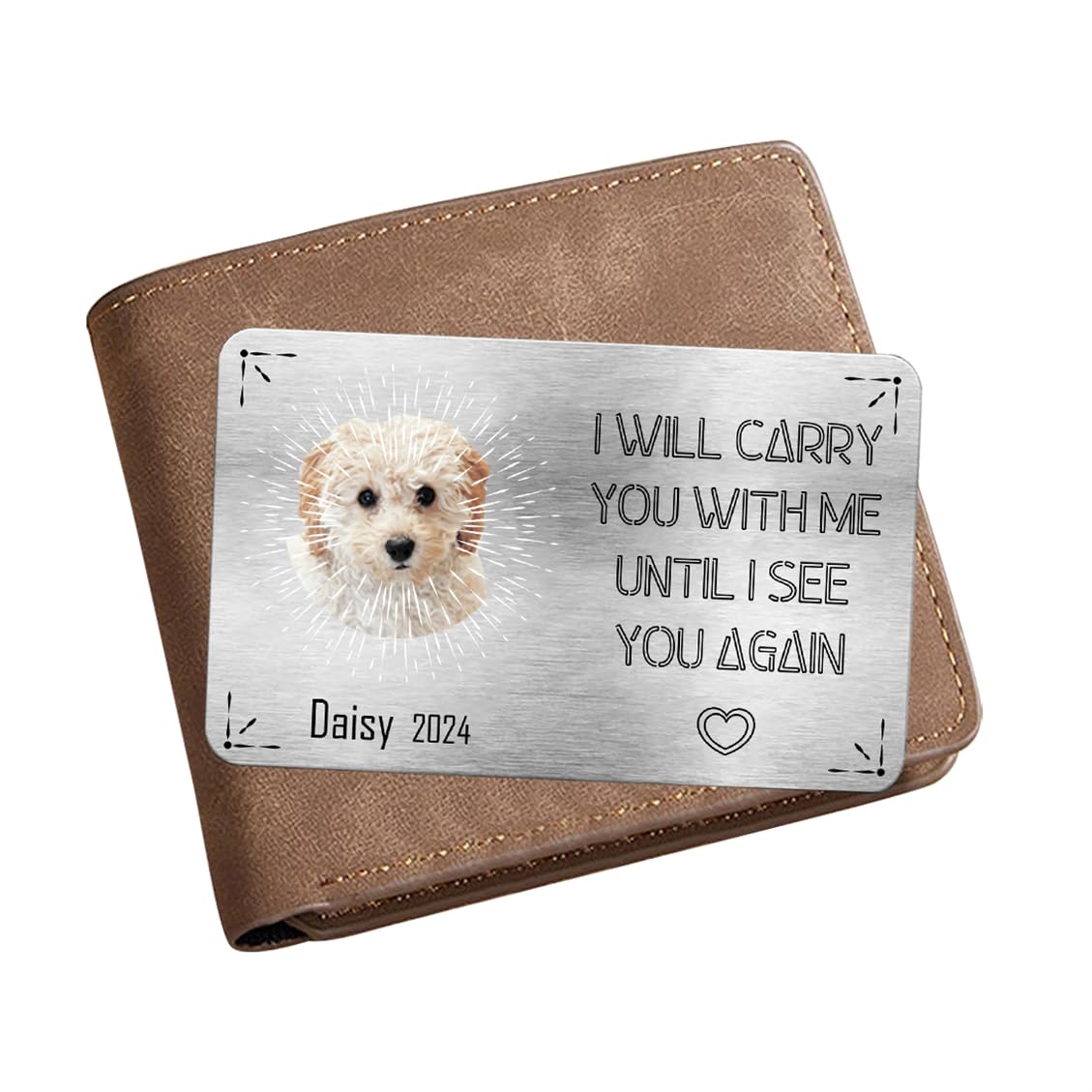 Personalized Pet Photo Memorial Wallet Card Inserts Custom In Loving Memory Wallet Card I Will Carry You with Me Until I See You Again Cards Sympathy Wallets Cards Gift for Loss Of Dog Cat,06