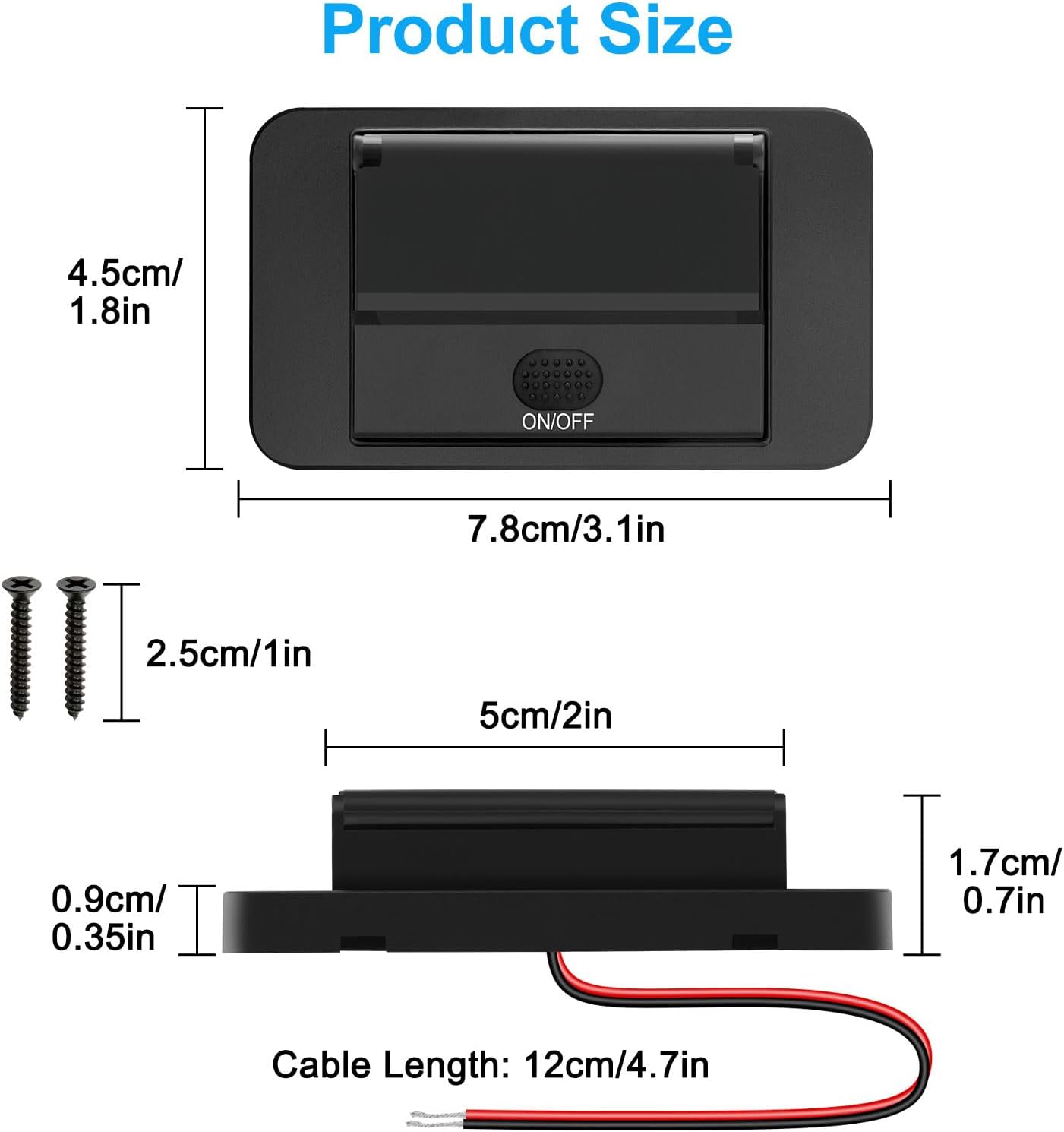 Linkstyle Car Charger Panel, Automatic Power Adjustment 65W PD3.0 USB C & 18W QC USB A Ports, Car Charging Outlet Panel with Button Switch & LED Voltmeter for 12V/24V RV Boat Truck (2PCS)