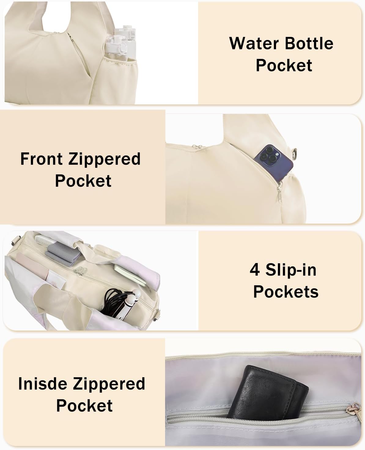 Gym Bag for Women with Shoe Compartment Yoga Mat Bag with Wet Pocket and Water Bottle Holder Weekender Bag with Strap - Image 4