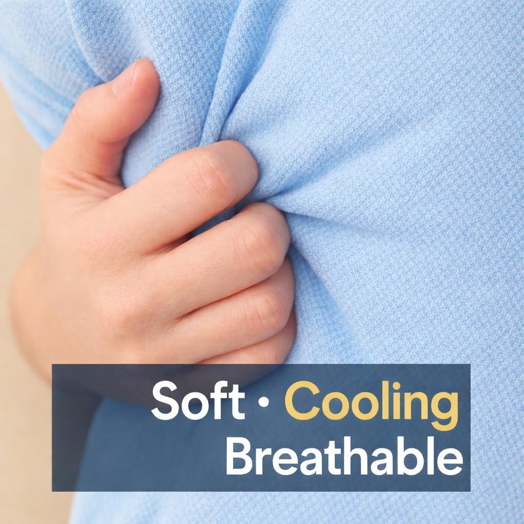 Toddler Travel Pillow – First Class Feelings (Blue) | Cooling Bamboo, Sensory Softness, TSA-Friendly, Packs Flat, 16x16” | Includes Free Cloud Case & Birthday Gift Program