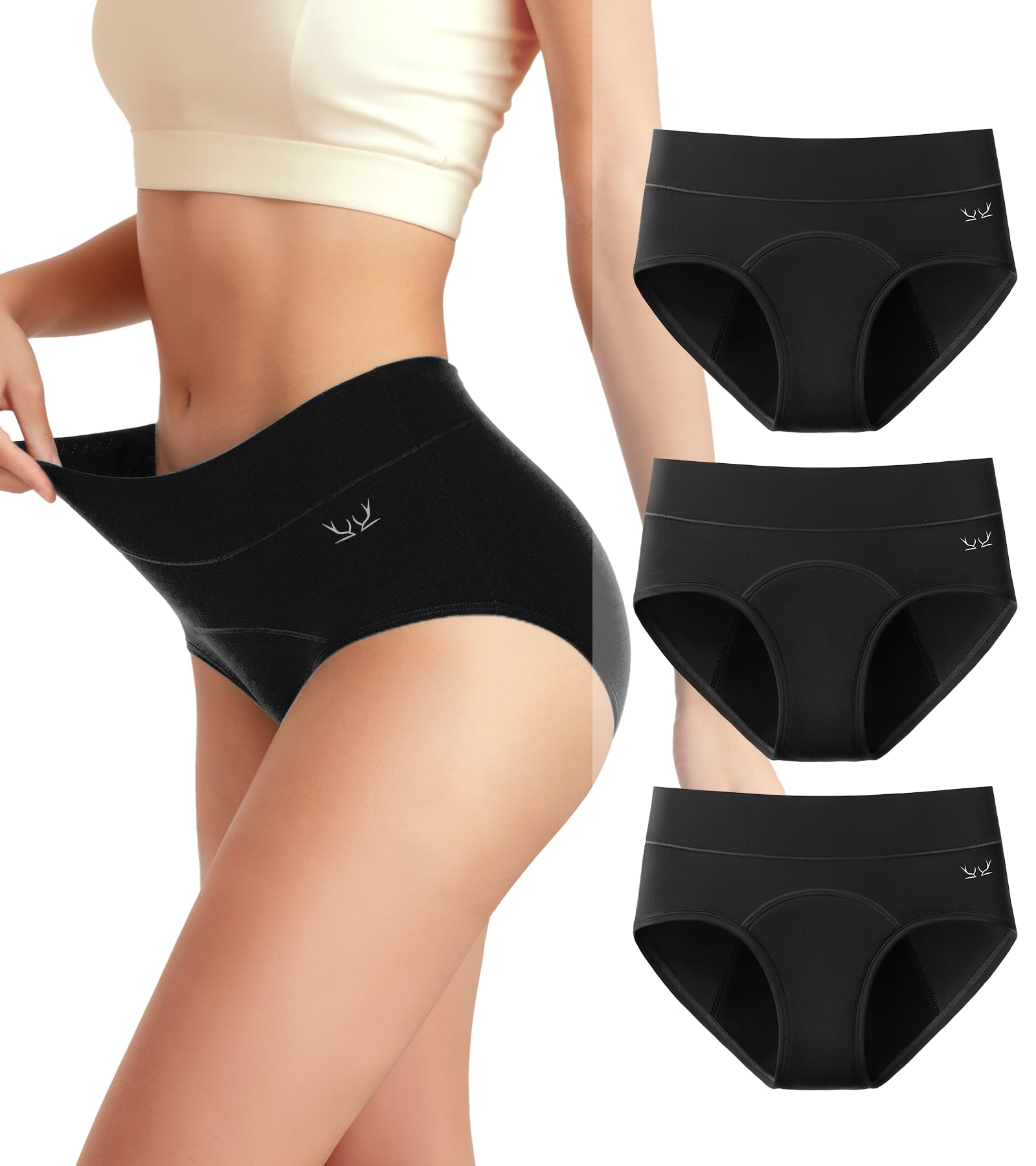 Women's Period Underwear Heavy Flow, High Absorbency Cotton Panties LeakProof Postpartum Menstrual Briefs Women Teens