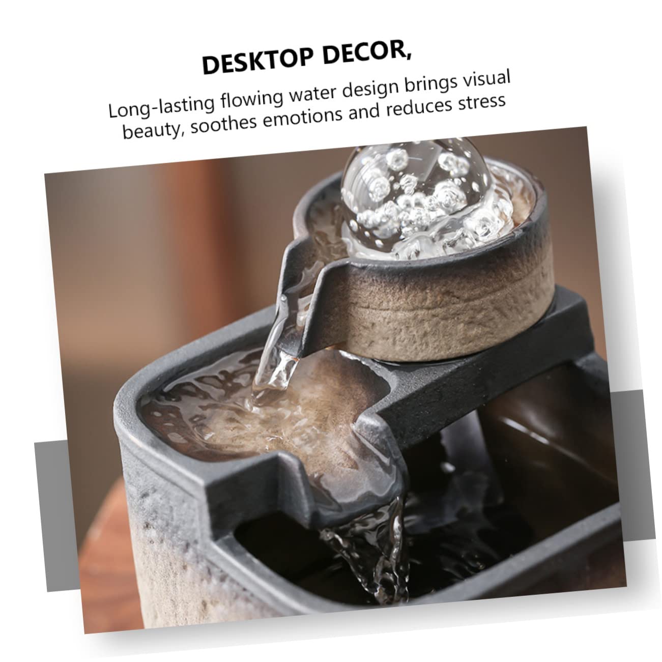 HOODANCOS 1Pc Ceramic Waterfall Ornament Elegant Desktop Fountain Decor for Home Office Lightweight Design with Rotating Water Ball for Serene Indoor Ambiance for Living Room