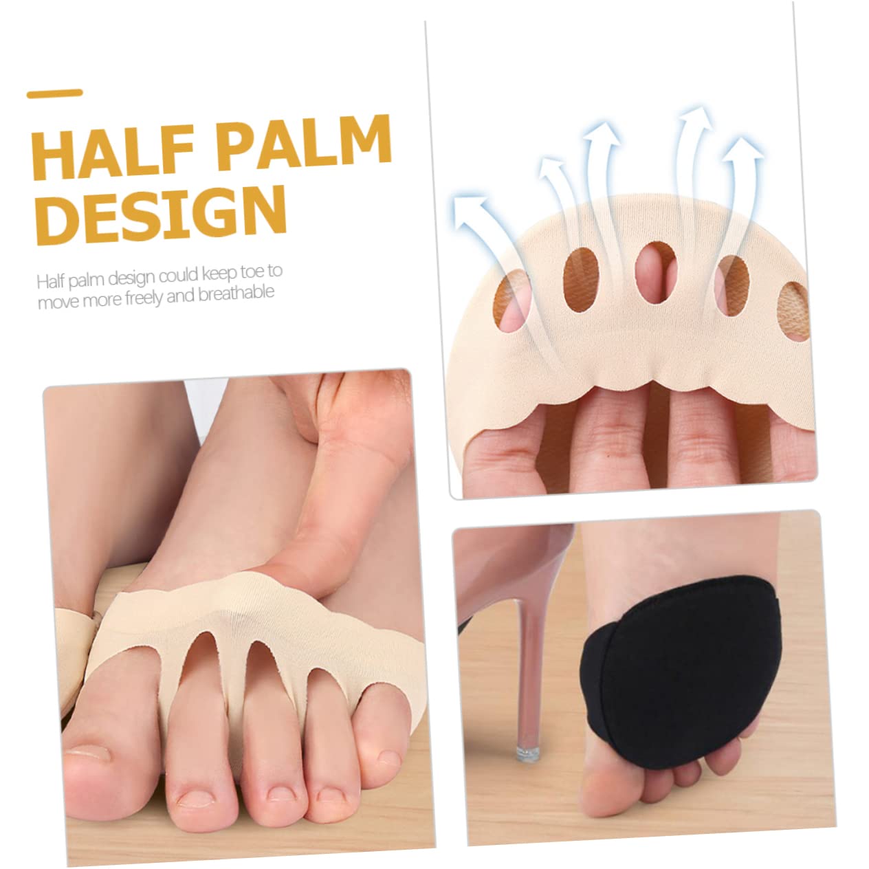 FOMIYES 2sets Five Toe Socks Women Half Socks Toeless Half Socks Invisible Palm Socks of Foot Cushions Toes Half Lace Socks Women Finger Socks Non Slip Socks Relief Half Socks 2pairs*2