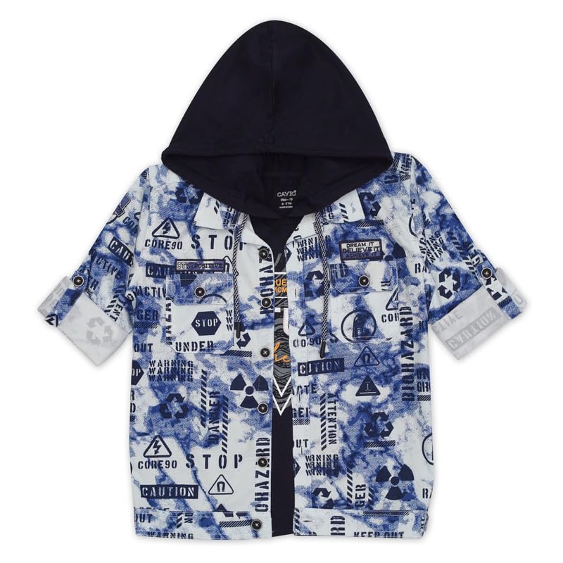 Image of CAVIO Boys Printed Casual Jacket With Hooded T-Shirt