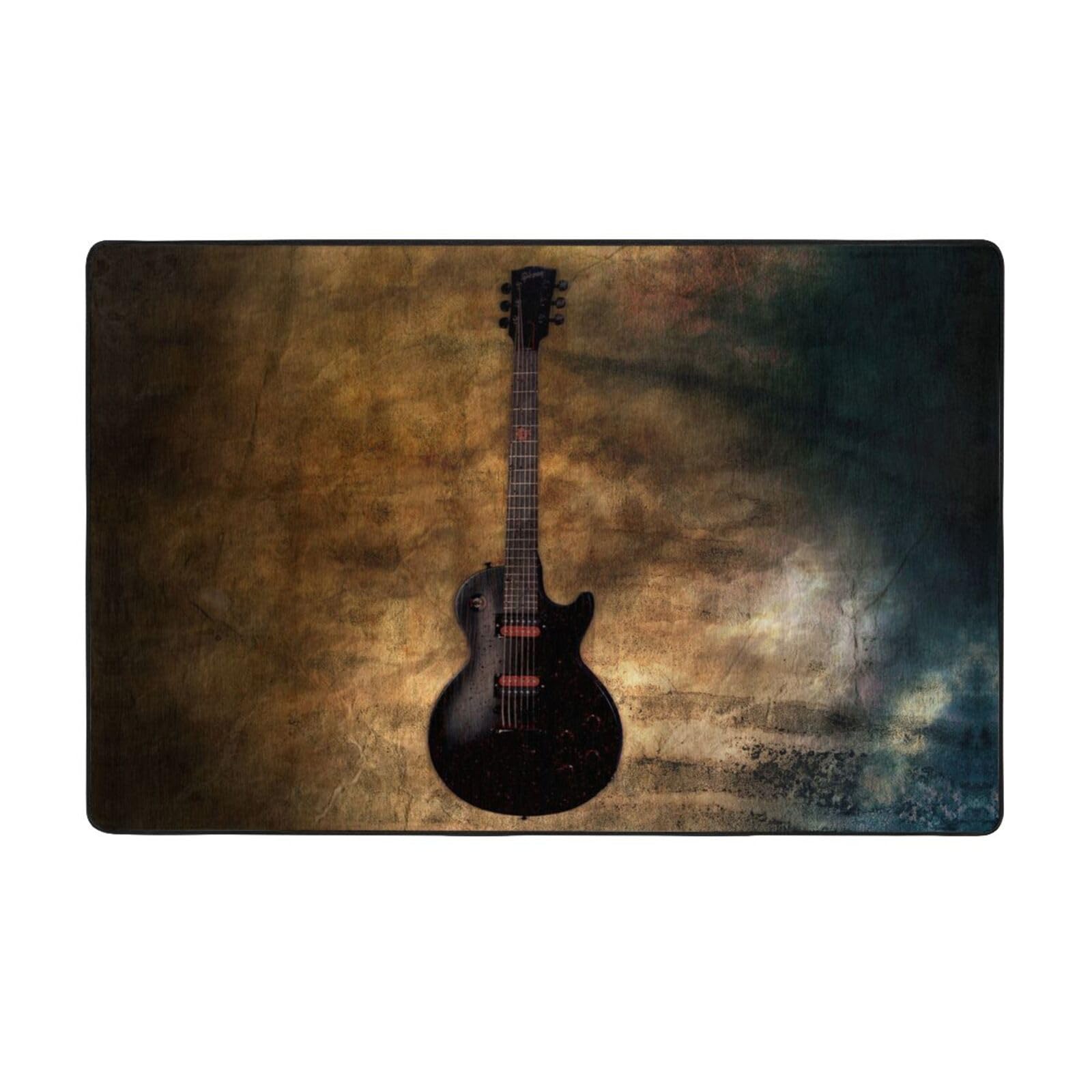 Tapis lavable en machine pour salon fini les taches avec la peluche guitare