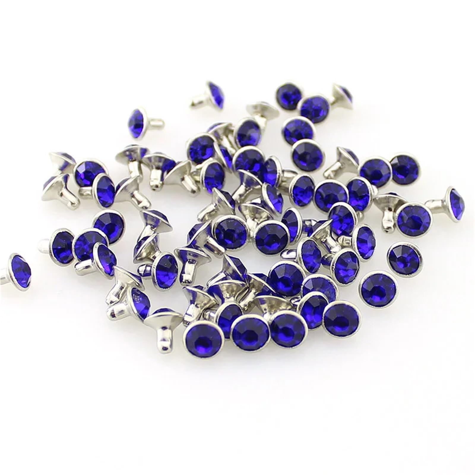Fdzkrtvm Blue Metal Crystal Rivets, Crystal Rhinestone Rivet Studs Multicolor Copper 100 Pcs