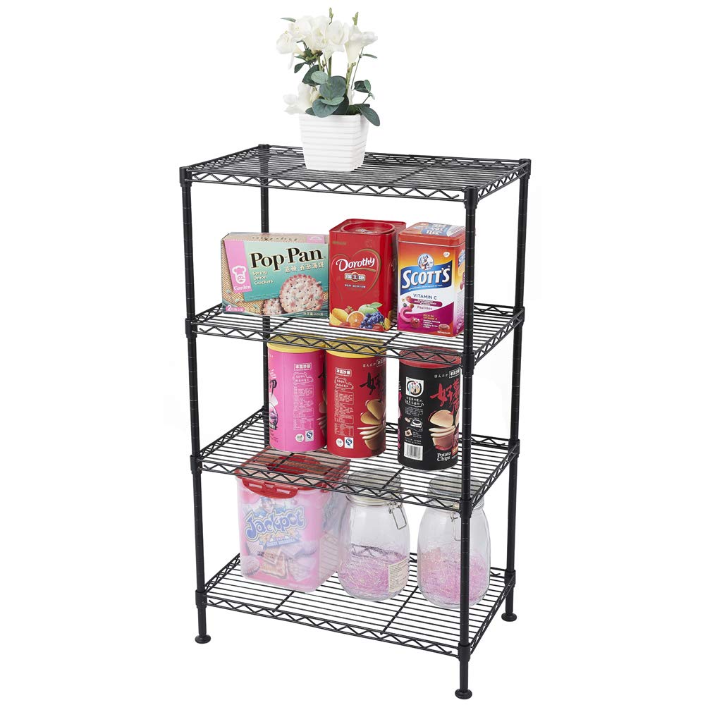 4-Tier Adjustable Storage Shelves,Wire Shelving Units Metal Storage Rack, for Pantry, Garage, Kitchen,19.7Wx11.8Dx31.5H Inchs,Black