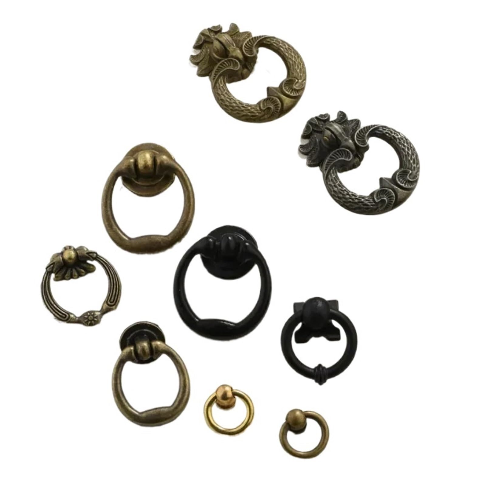 Yonmledo 058-A Brass Vintage Drawer Handles 4Pcs Antique Bronze Handle European Closet Door Drawer Handle Cabinet Door Zinc Alloy Shoe Cabinets Furniture Hardware Fittings(058-A)