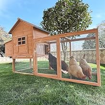 Wooden Chicken Coop with Run Cages, Nest Box, Tray, Ramp Outdoor Poultry Pet House Small Rabbit Hutch Enclosure for Garden Backyard 80"