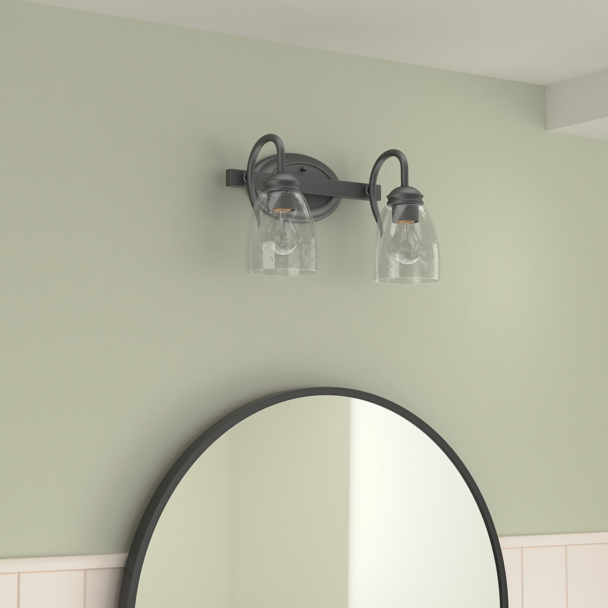 Golden Lighting 8001-BA2 BLK-SD Two Light Bath Vanity, Black