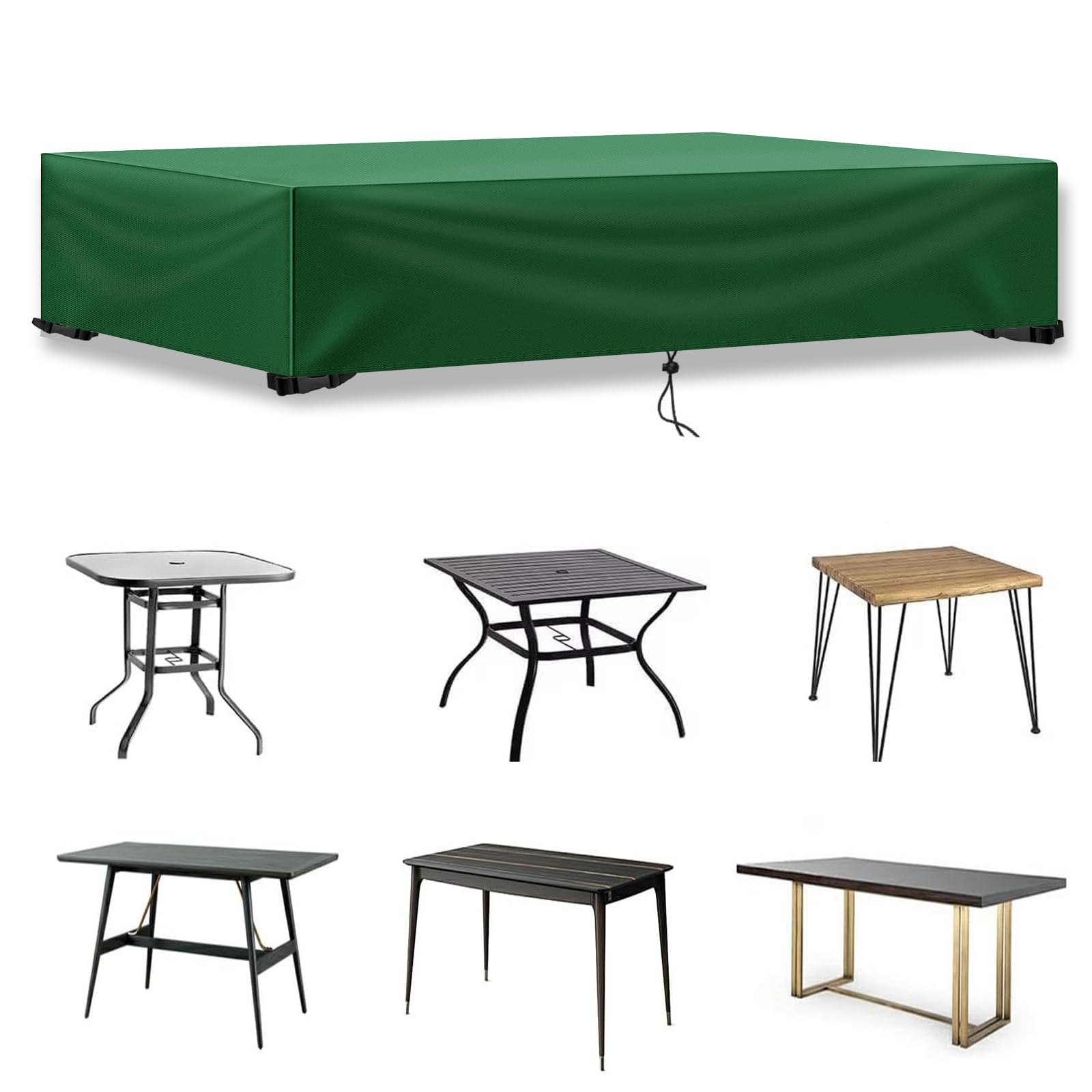 Garden Table Covers Waterproof, Outdoor Patio Coffee Side Table Covers for Outdoor Garden Furniture Cover 420D Oxford Fabric, Garden Outdoor Table Covers, Rectangular Green, 180x140x20cm — image 1