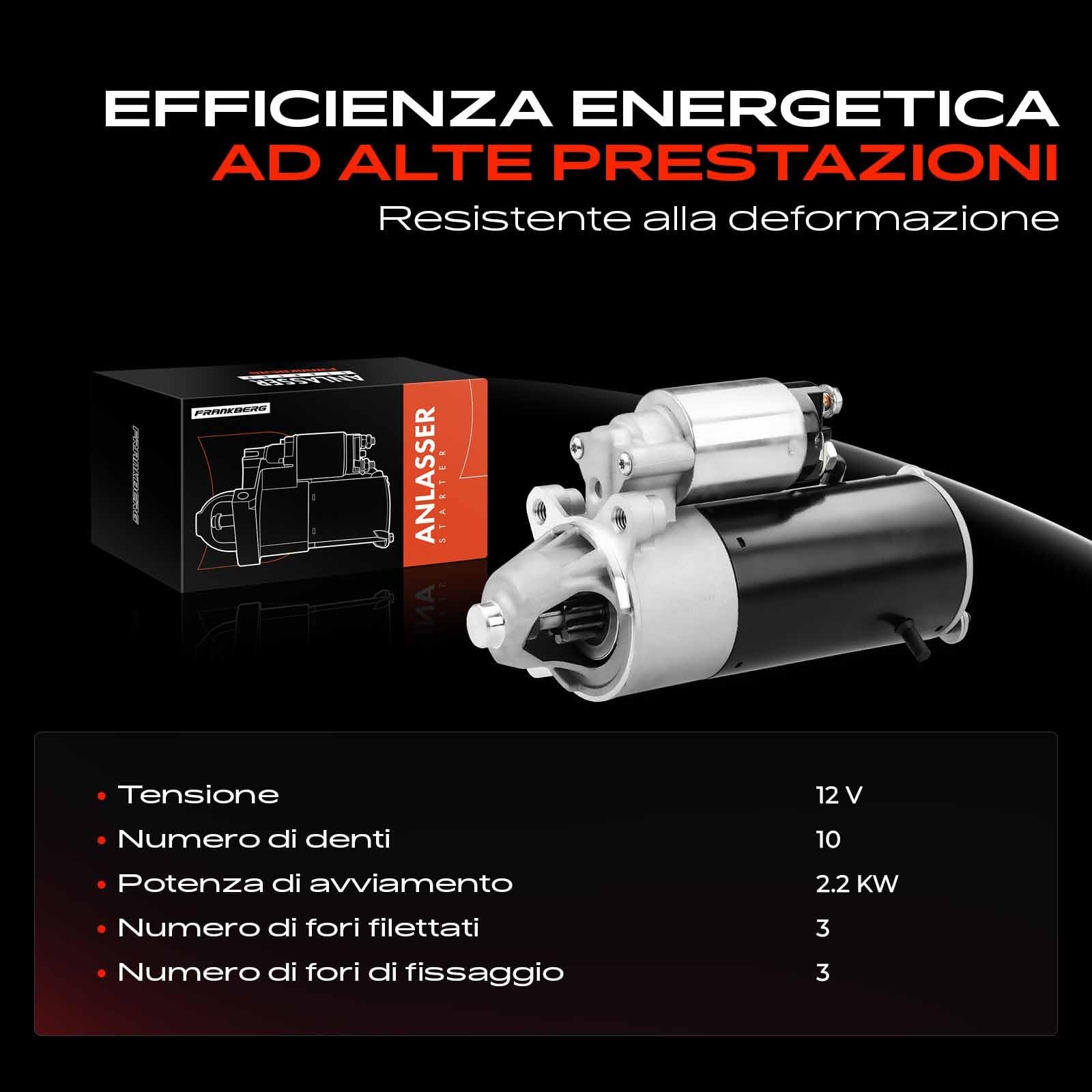 Frankberg Motorino di avviamento 22 kW 12 V 10 denti 112290