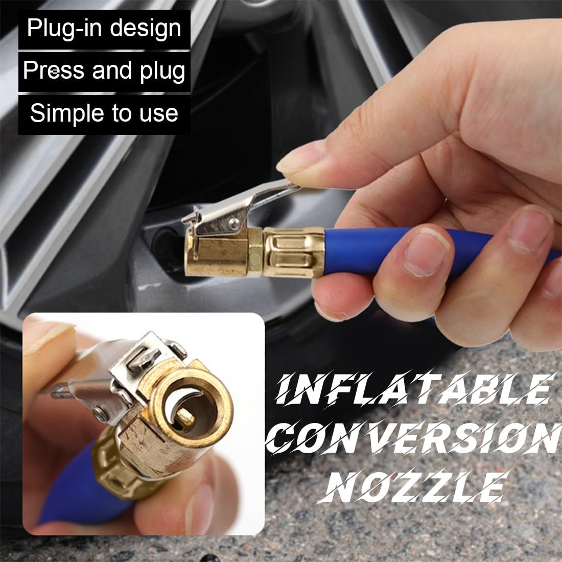 Tubo di Gonfiaggio Pneumatici 2 Pezzi Tubo di Estensione Valvola Moto Adattatore Pompa Auto Nero Blu