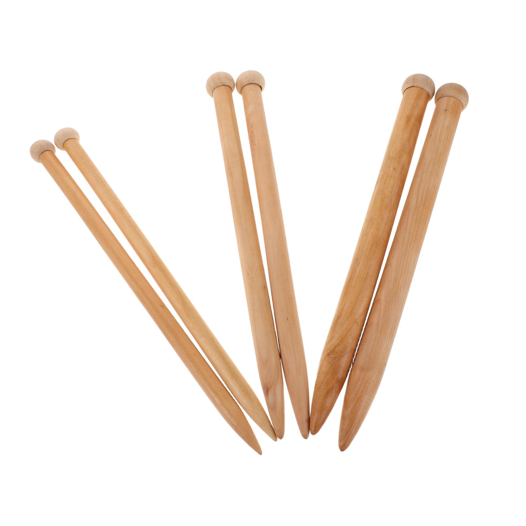 Agujas de Tejer Rectas Jumbo de Madera Beige, 6 Piezas | 35 Cm, Estructura Gruesa para Mantas E Hilo Grueso, Portátil y Resistente Flexión