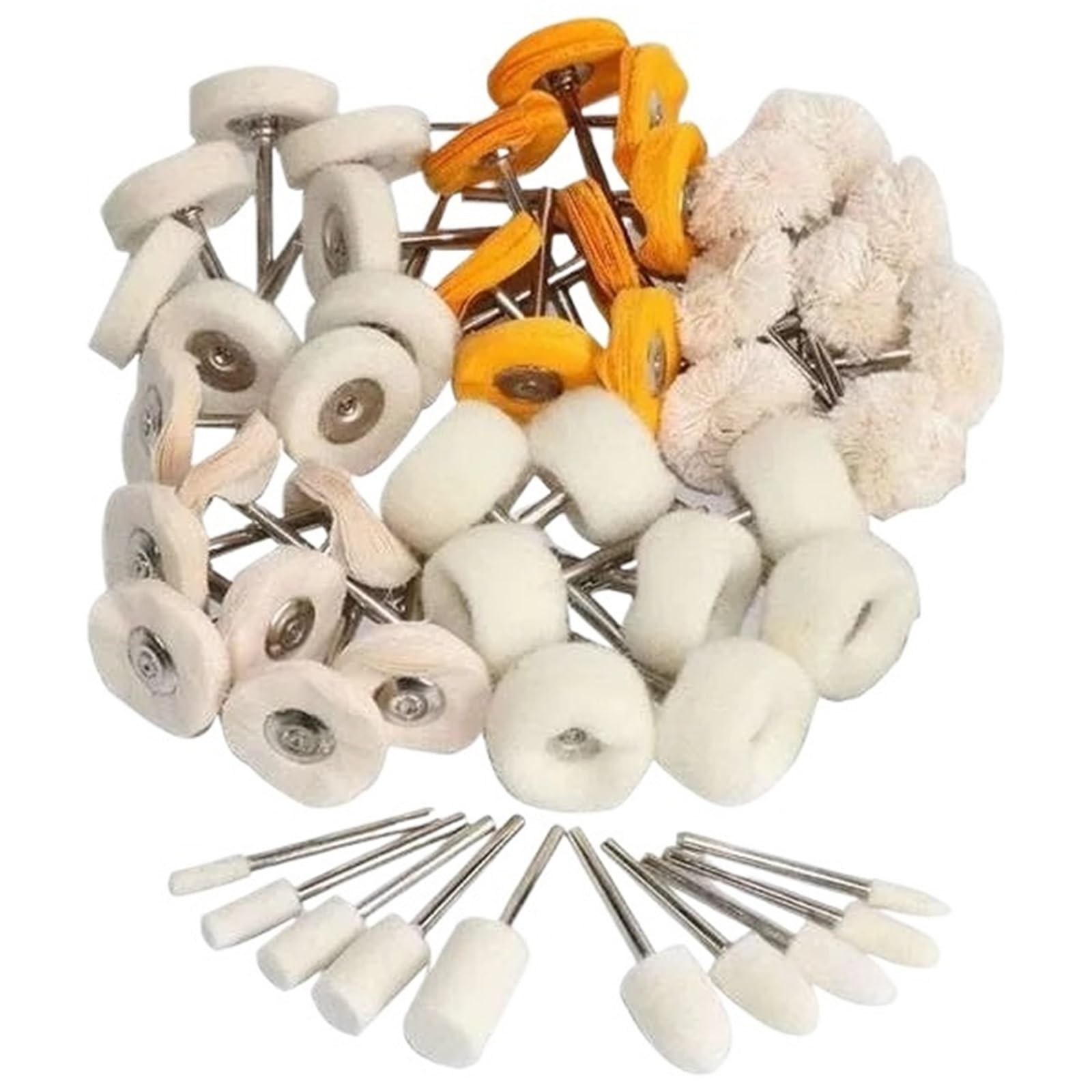 Brosse Metallique Jeu de Mini brosses métalliques, for le nettoyage l'artisanat antirouille, roues polissage en forme T, à poils laiton, arbre 3mm pour Visseuse Perceuse(50pc(wool and 25T ))