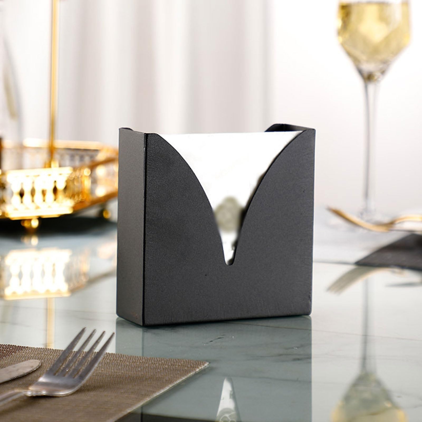Toallero de papel de hierro negro (6 unidades) - Almacenamiento vertical cuadrado for hogar, bar, hotel - Servilletero grueso de 12 x 10 x 4 cm Servilleteros