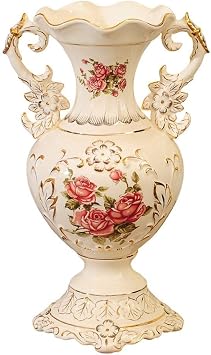 European Style Ceramic Large Flower Vases for Living Dining Room Table Centerpiece Bedroom Office Hotel Home Decoration Hand Painted Tall Decorative Vase, Best Wedding Gift NO.62