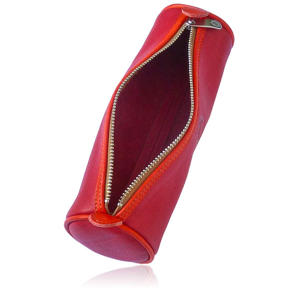 Sonnenleder "Lotta" High Quality Leather Pen Holder, Color: Rot / Orange, Natural Leather * Made in Germany - Image 2
