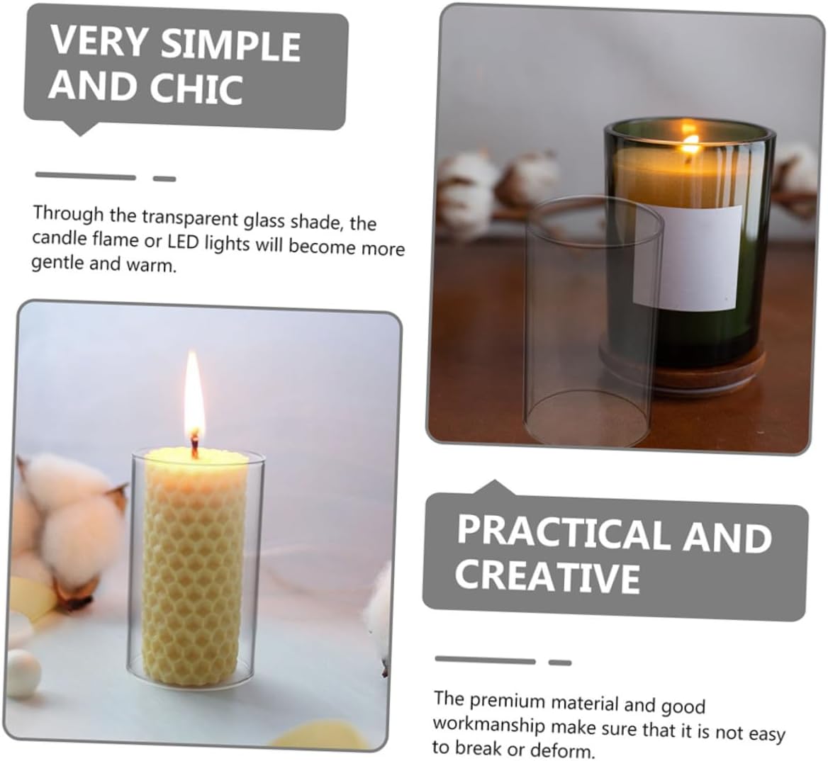 DOITOOL 2pcs Glass Candle Covers Decorative Candle Holders High Borosilicate Glass Chimney for Bedroom and Living Room