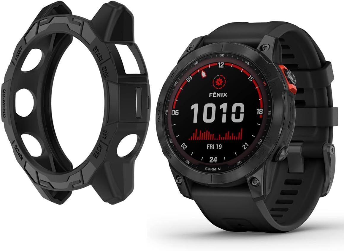 Cases for GARMIN Fenix 7/Fenix 7 Pro and EPIX Pro 47mm,Flexible Silicone Cover Shell Shockproof Scratch-Proof Protector Case Smartwatch Accessories,Black