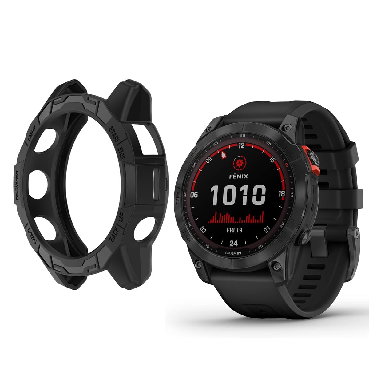 HOMTERN Cases for GARMIN Fenix 7/Fenix 7 Pro and EPIX Pro 47mm,Flexible Silicone Cover Shell Shockproof Scratch-Proof Protector Case Smartwatch Accessories,Black