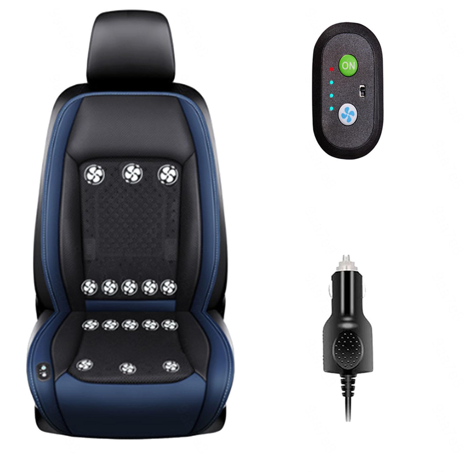 LRF-yxkj Ventilated Car Seat Cover 12V-24V 3 Cooling Air Speeds Ventilated Seat Cover for Car Suv Truck Universal Fit,Blue-24V16Fan