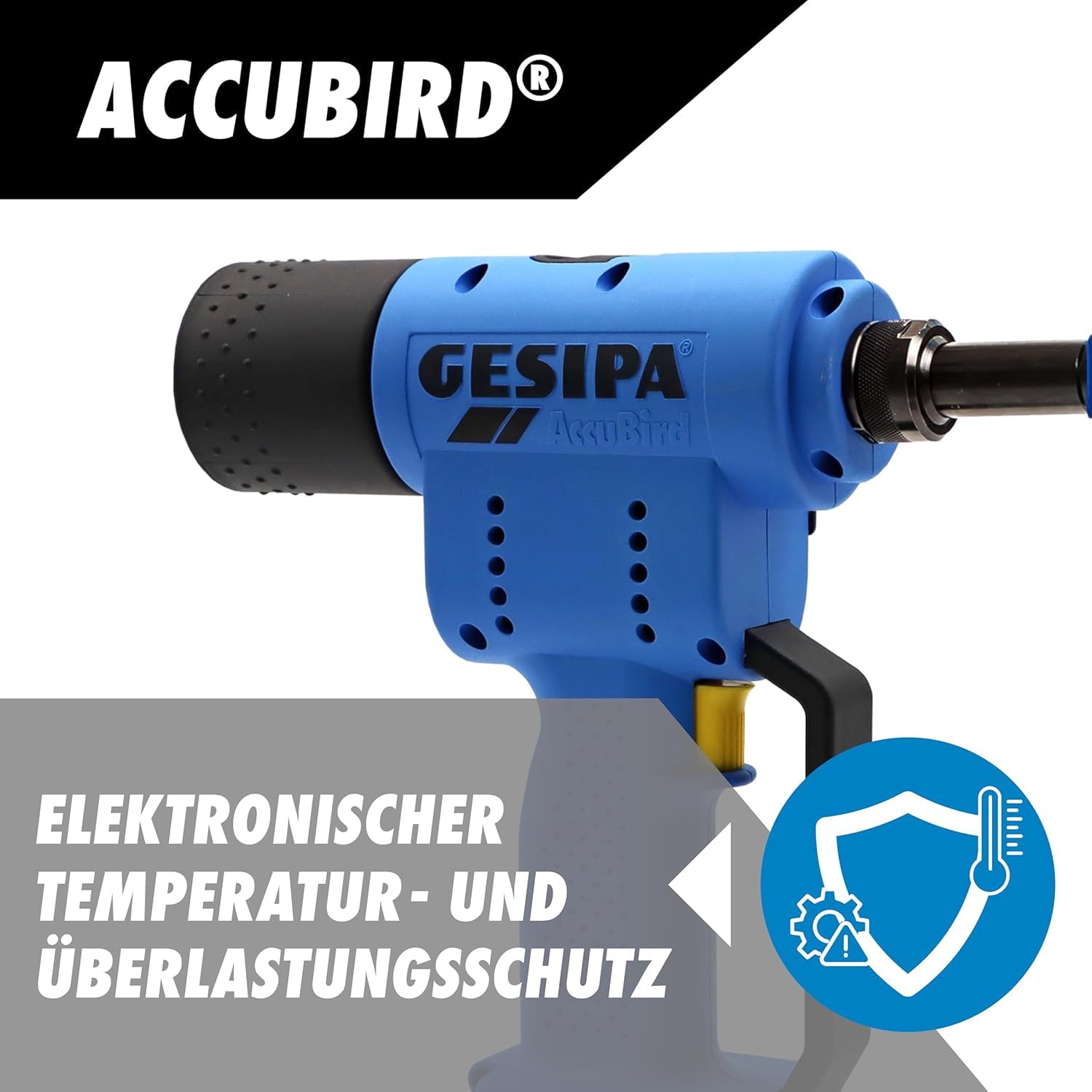 Akku Nietenzange AccuBird | 2.0Ah Akku & Ladegerät im Karton | für Blindnieten bis Ø6mm | Starker Motor mit hoher Setzkraft | Made in Germany