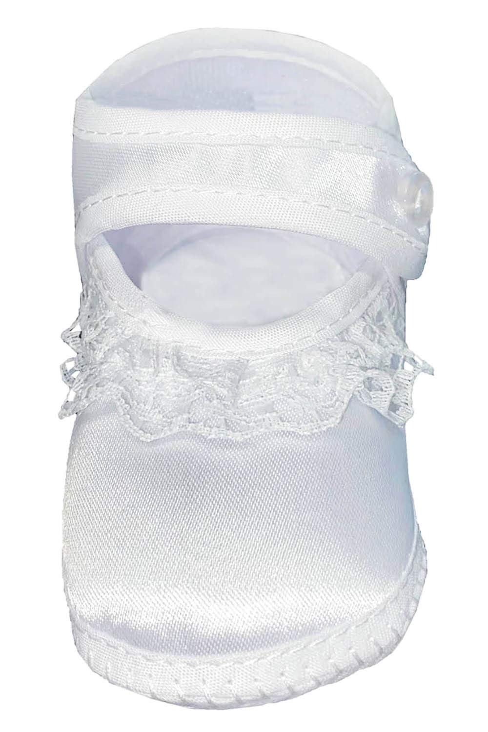 Swea Pea & Lilli Baptism Shoes for Girls - White Baby Booties with Celtic Cross and Lace for Christening - Zapatos de Bautizo (Size 1)