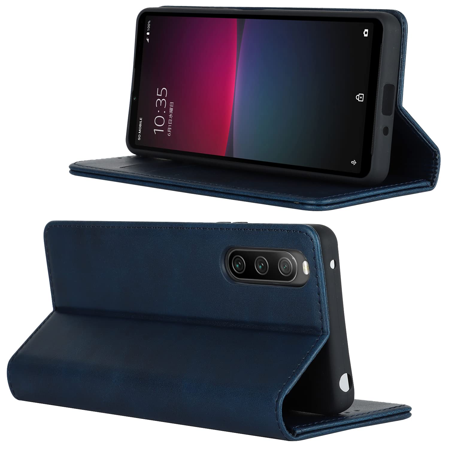 Custodia Portafoglio Cavor Per Sony Xperia 10 III Con Cordino - Pelle, 9 Slot Carte E Tasca Cerniera, Verde Scuro