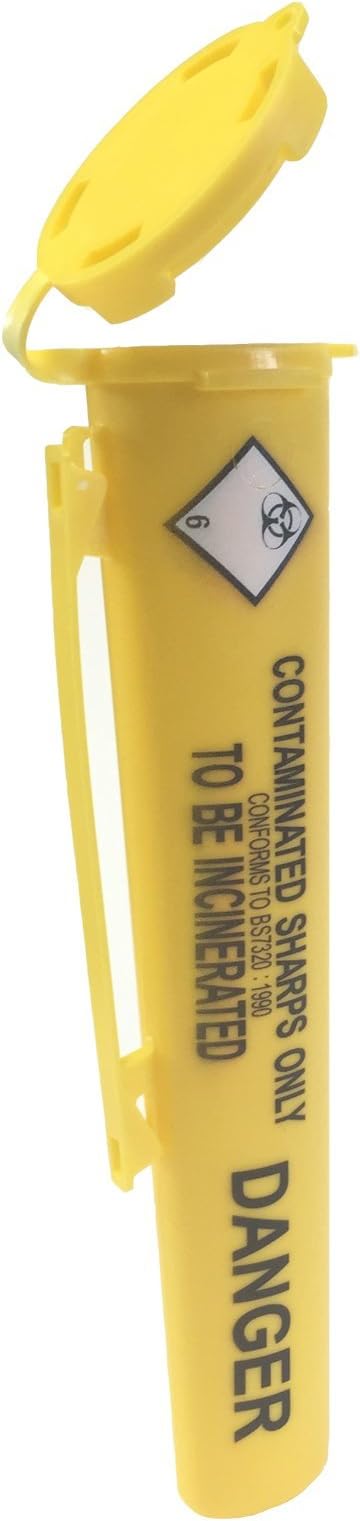 Sharpsafe 0.08L YELLOW BIO HAZARD BLADE SYRINGE NEEDLE CLINICAL LABELLED WASTE SHARPS BOX BINS