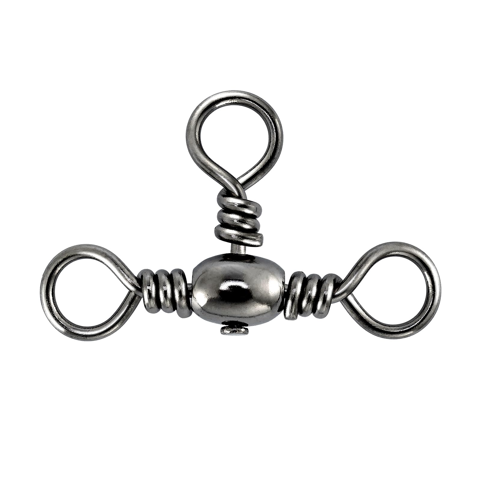 Alwonder 50-Pack 3 Way Swivels Fishing Tackle High Strength Stainless Steel Barrel Swivels 35-175LB Three Way Swivel for Saltwater Freshwater Catfish Rigs Surf Fishing Rigs 44LB