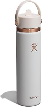 Hydro Flask Water Bottle - Insulated Stainless Steel - Wide Straw Lid, Non Spill, Leakproof in 24 Oz Chalk White Arc