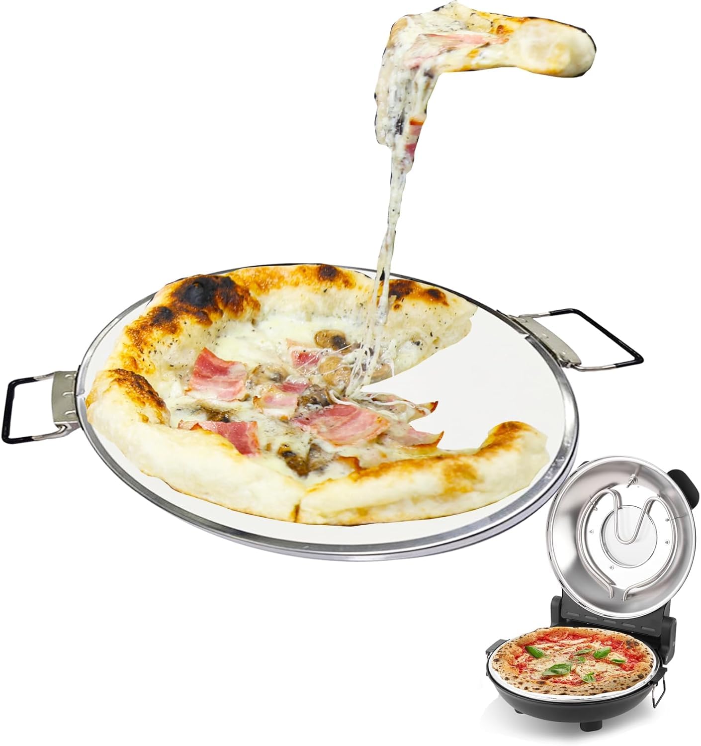 Piedra de pizza de cerámica blanca de 12 pulgadas con alfombrilla para hornear de alta temperatura, piedra para hornear pizza para horno y parrilla, distribución uniforme del calor para pizza