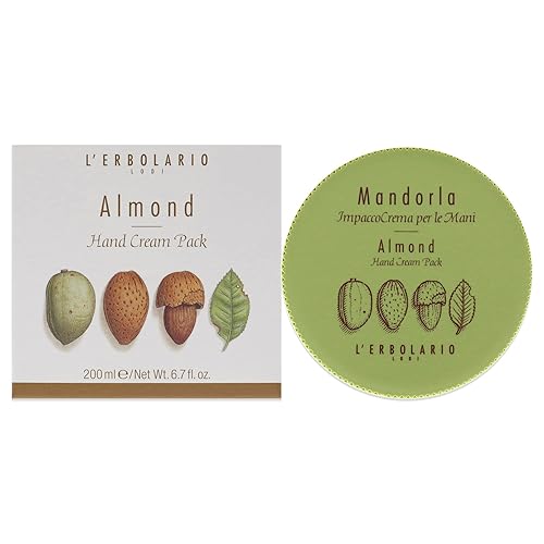 L'Erbolario Crema de manos de almendras - Loción hidratante de manos para mujeres y hombres con aceite de almendras y extracto - Fragancia dulce y