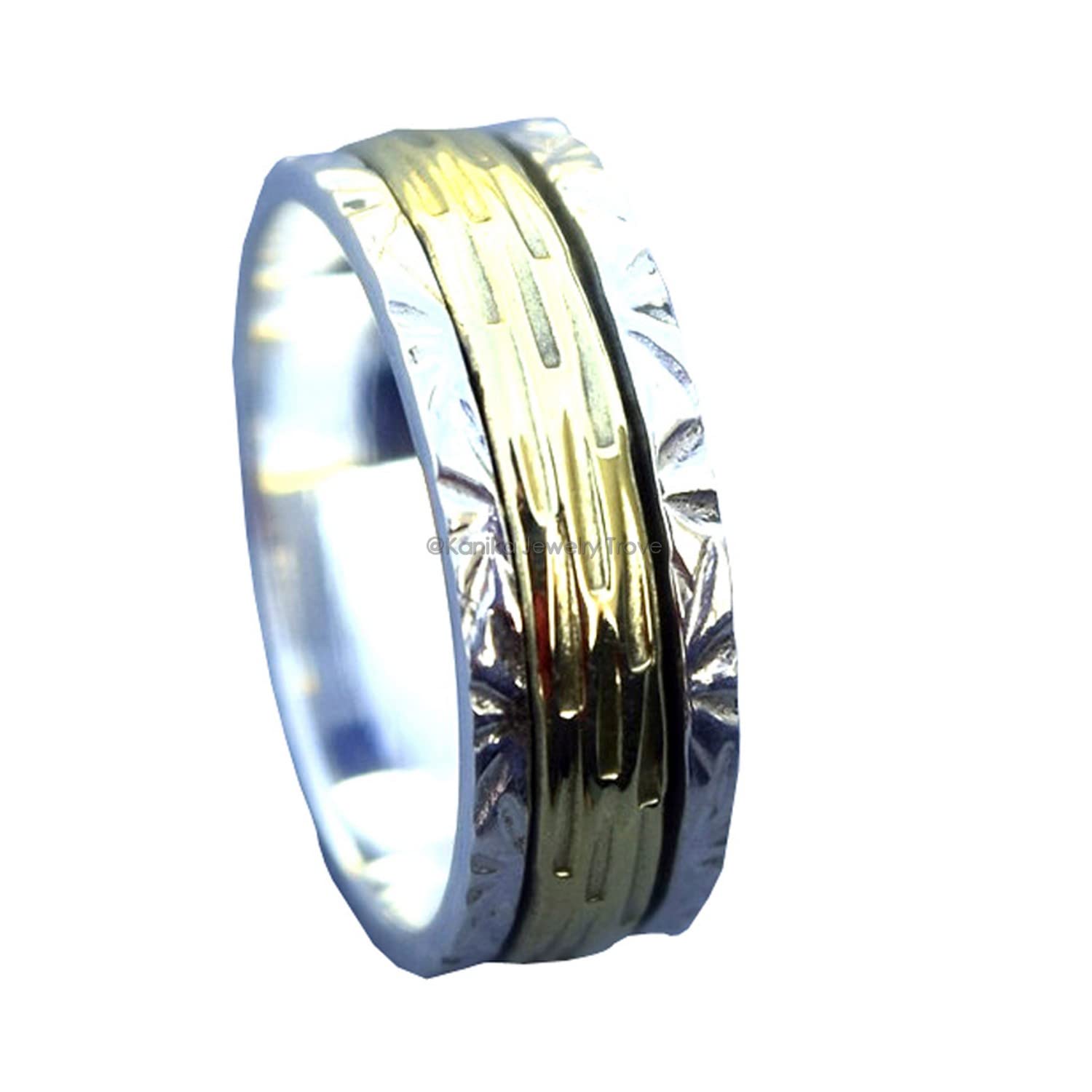 Angst Ring für Meditaion, 925 Sterling Silber Spinning Band Ringe für Damen, Geschenkring zum Muttertag Größe 7