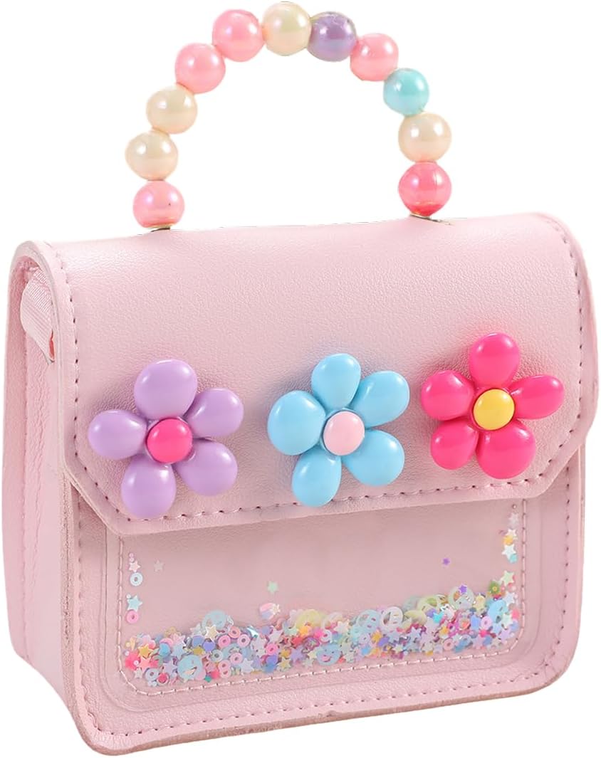 Girls Toddler Purse Flower Kids Purse Little Girl Crossbody Bag Birthday Gifts for 3-8 Year Old (Light Pink)