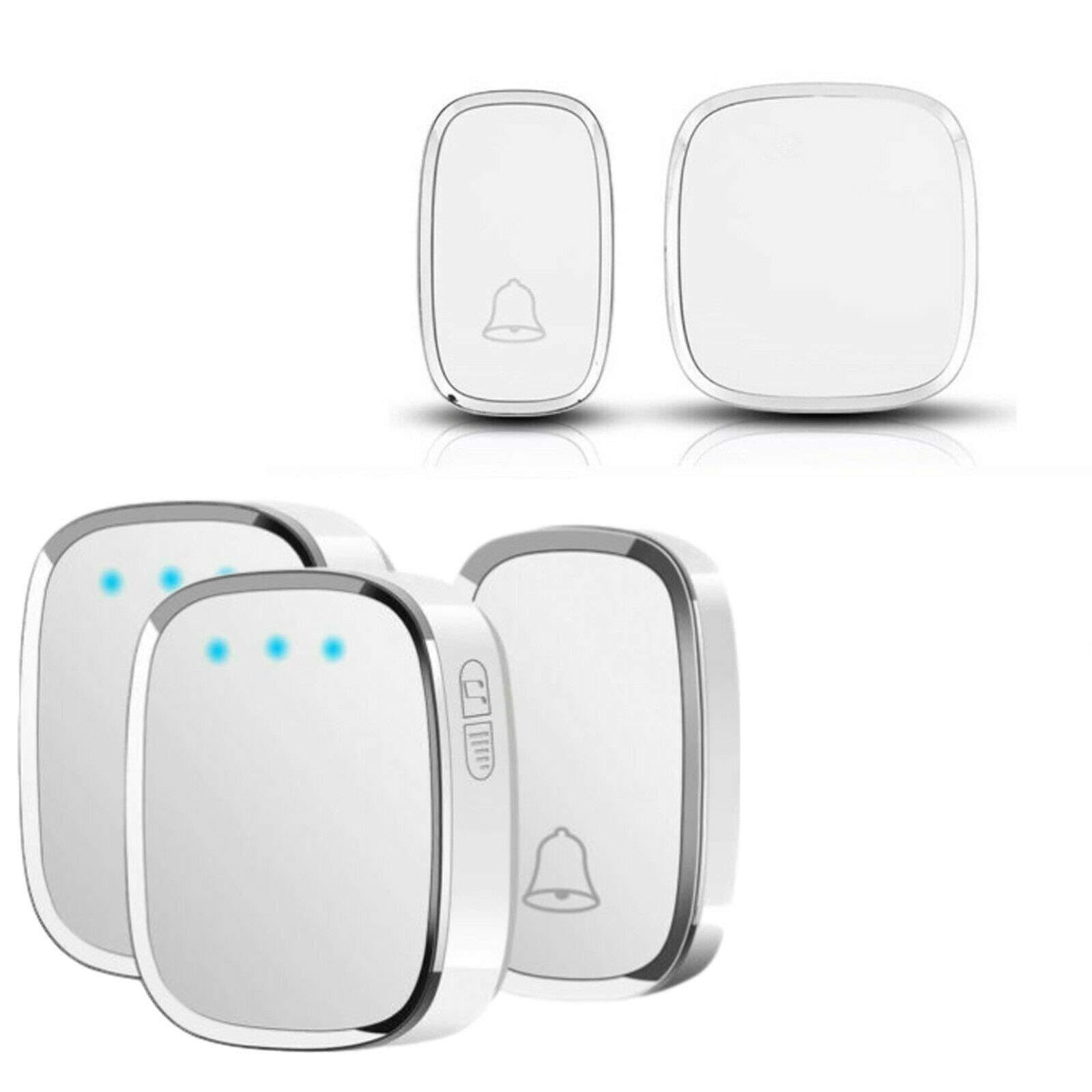 Autofather White Door Bell, Loud Wireless Doorbell With 4 Level Volume (Mute Mode), 300M Range, 36 Tunes & Light Indicator, Ip44 Waterproof Doorbell Cordless Battery Operated With Two Receivers