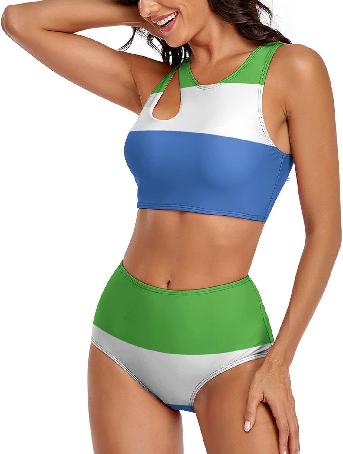 Womens 2 Piece Bikini Swimsuits Sierra Leone Flag Retro Low Back Bathing Suits Bikini Two-Piece Swimsuits for Womens