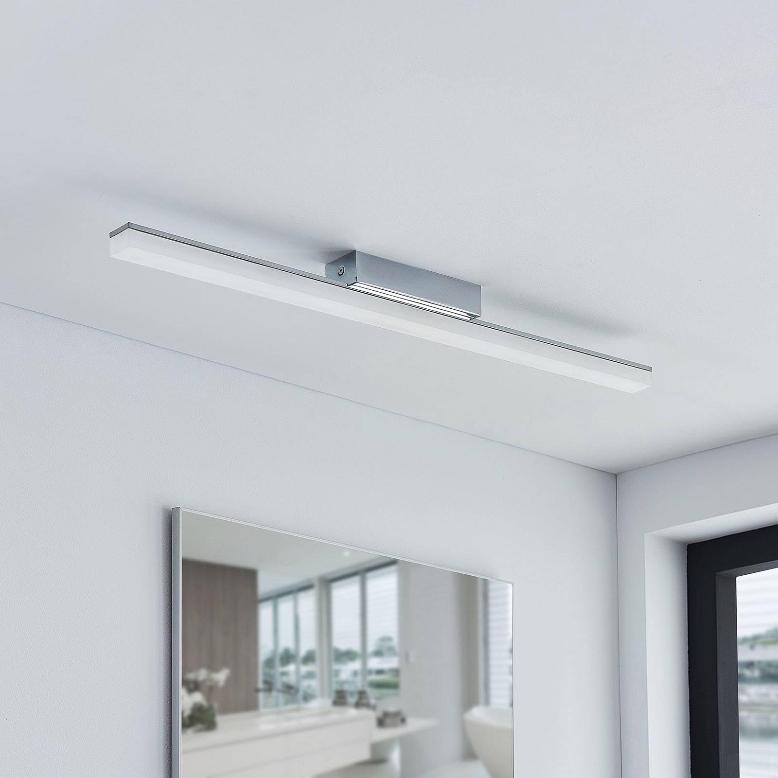 Lindby Bombillas LED lámpara de techo en blanco, cromo, plafón | lámpara de salón, moderno, 3000 k blanco cálido, angular para cuarto de baño