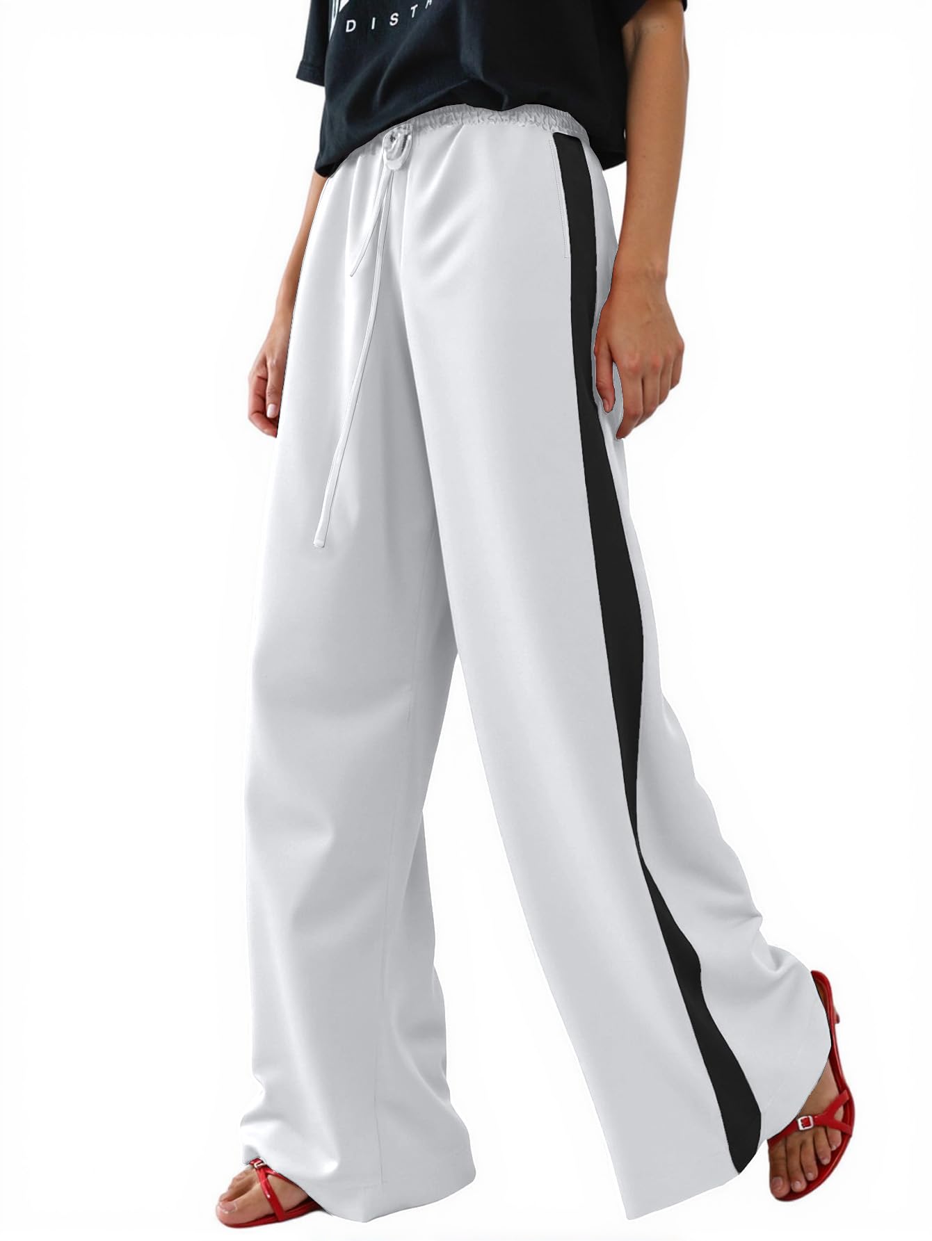 Photo 1 of Charfille Women's Leopard Striped Drawstring Casual Pants - S