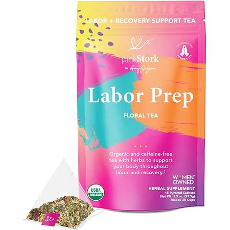 Amazon Com Pink Stork Labor Prep Tea Floral Red Raspberry Leaf Tea 100 Organic Labor And Delivery Postpartum Essentials Women Owned 30 Cups Grocery Gourmet Food